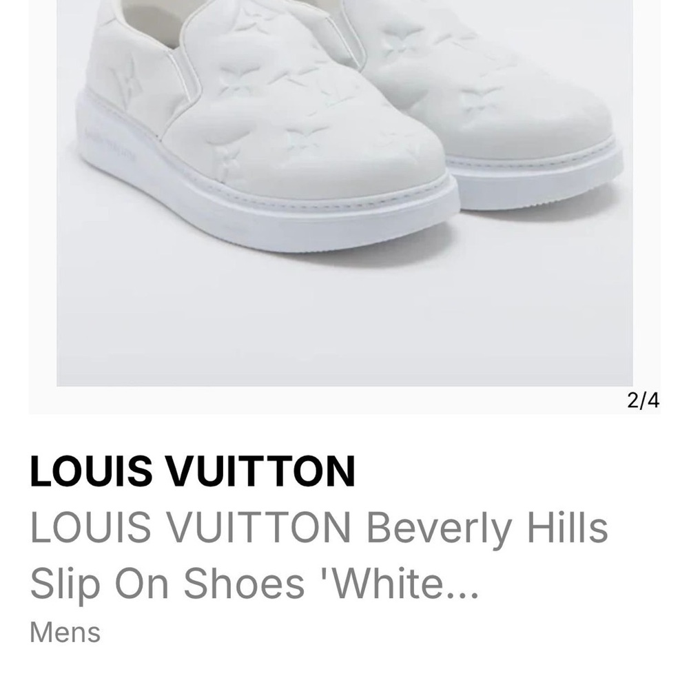 Louis Vuitton White Embossed Slip-On Sneakers for sale - Picture 5 of 6